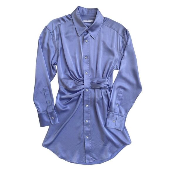 Alexander Wang Threaded Placket Draped Shirt Dress in Easter Egg - Picture 11 of 12
